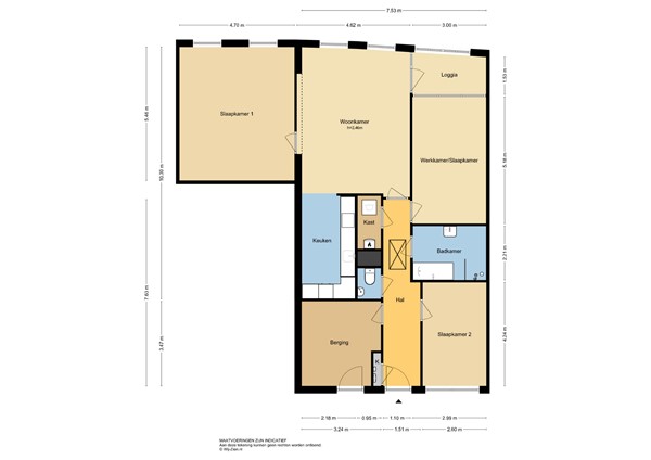 Van Eesterensingel 126E, 2951 CM Alblasserdam - Plattegrond appartement - 2D - Van Eesterensingel 126-e te Alblasserdam.jpg