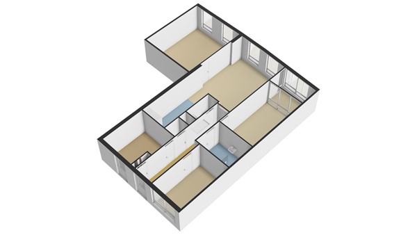 Van Eesterensingel 126E, 2951 CM Alblasserdam - Plattegrond appartement - 3D spiegelbeeld - Van Eesterensingel 126-e te Alblasserdam.jpg