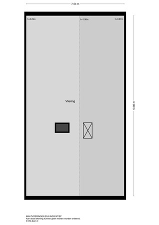 Van Eesterensingel 126E, 2951 CM Alblasserdam - Plattegrond vliering - 2D - Van Eesterensingel 126-e te Alblasserdam.jpg