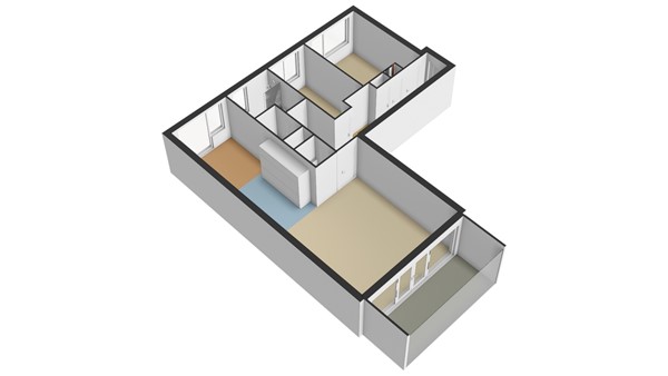 Kraanbaan 182, 2951 JG Alblasserdam - Plattegrond appartement - 3D spiegelbeeld - Kraanbaan 182 te Alblasserdam.jpg