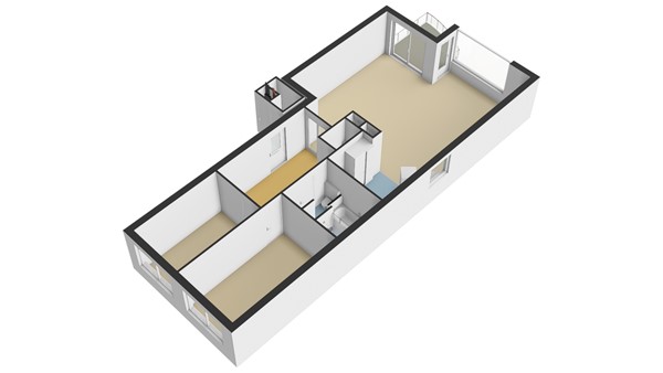 Pontonniersweg 438, 3353 SG Papendrecht - Plattegrond appartement - 3D spiegelbeeld - Pontonniersweg 438 te Papendrecht.jpg