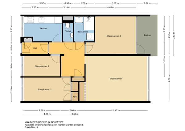 Begoniastraat 62, 3333 EA Zwijndrecht - Plattegrond 2D - Appartement - Begoniastraat 62 te Zwijndrecht.jpg