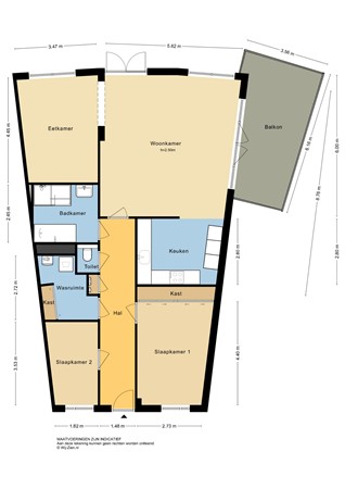 Koningin Wilhelminaweg 65, 2951 XE Alblasserdam - Plattegrond 2D - Appartement - Koningin Wilhelminaweg 65 te Alblasserdam.jpg