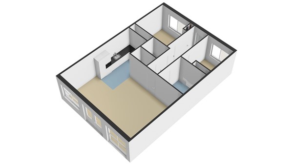 Anjerstraat 33, 2951 BA Alblasserdam - Plattegrond appartement 3D spiegelbeeld - Anjerstraat 33 te Alblasserdam.jpg