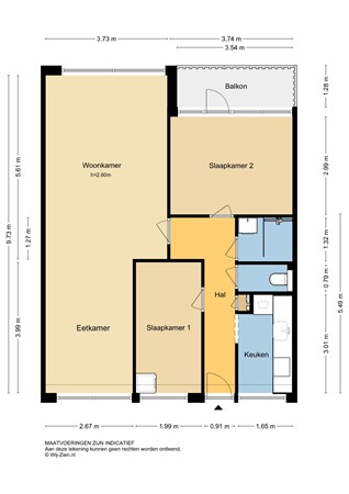 P.C. Hooftlaan 60, 3351 EN Papendrecht - Plattegrond appartement - 2D - P.C. Hooftlaan 60 te Papendrecht.jpg