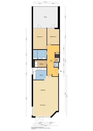 Oost Kinderdijk 149B, 2953 CK Alblasserdam - Plattegrond appartement - 2D - Oost Kinderdijk 149-b te Alblasserdam.jpg