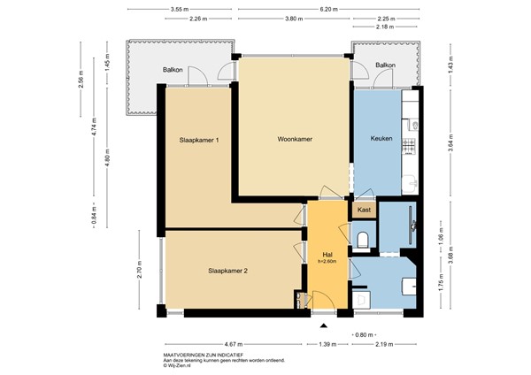 Patrijsstraat 1, 3353 AZ Papendrecht - Plattegrond appartement - 2D - Patrijsstraat 1 Papendrecht.jpg