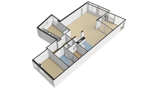 Haven 43, 2951 GC Alblasserdam - Plattegrond appartement - 3D - Haven 43 te Alblasserdam.jpg