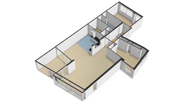 Haven 43, 2951 GC Alblasserdam - Plattegrond appartement - 3D spiegelbeeld - Haven 43 te Alblasserdam.jpg