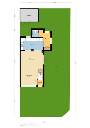 Cornelis Smitstraat 1, 2951 AB Alblasserdam - Plattegrond perceel - 2D - Cornelis Smitstraat 1 te Alblasserdam.jpg