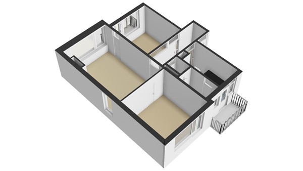 Generaal S.H. Spoorstraat 329, 3313 AD Dordrecht - Plattegrond appartement - 3D spiegelbeeld - Generaal S.H. Spoorstraat 329 te Dordrecht.jpg