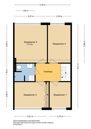 Vondellaan 99, 2951 TR Alblasserdam - Plattegrond 1E - 2D - Vondellaan 99 te Alblasserdam.jpg