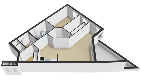 Kleine Waal 52, 3353 BT Papendrecht - Plattegrond appartement - 3D - Kleine Waal 52 te Papendrecht.jpg