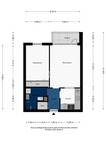 Floorplan - Hasebroekstraat 29, 2321 ZA Leiden