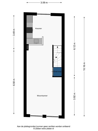 Floorplan - Oude Singel 170, 2312 RH Leiden