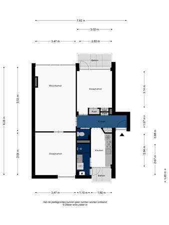 Floorplan - Bachstraat 556, 2324 HC Leiden