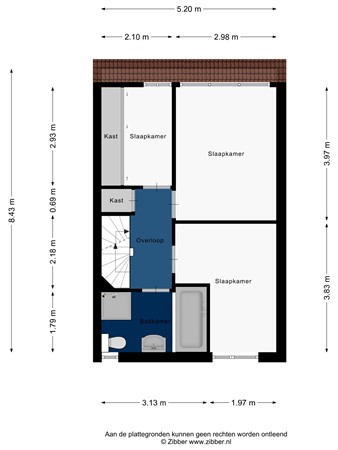 Floorplan - Louise Wentstraat 28, 2331 NM Leiden