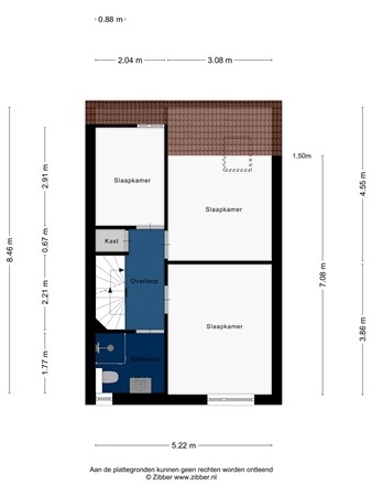 Floorplan - Elisabeth Baeldestraat 17, 2331 NN Leiden