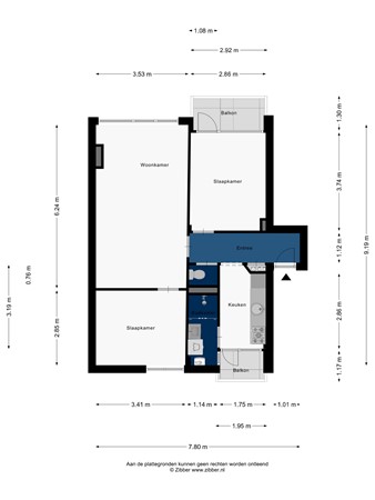 Floorplan - Bachstraat 520, 2324 HB Leiden