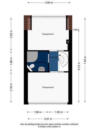 Floorplan - Prinses Wilhelminastraat 24, 2313 AW Leiden