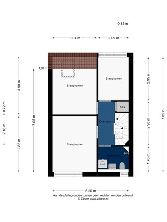Floorplan - Elisabeth Baeldestraat 11, 2331 NN Leiden