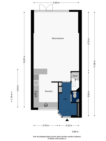 Floorplan - Louise Wentstraat 36, 2331 NM Leiden