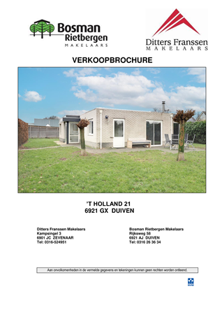 Brochure - Brochure 't Holland 21 Duiven bungalow.pdf - 'T Holland 21, 6921 GX Duiven