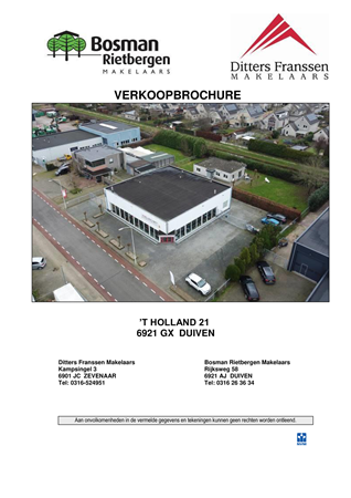 Brochure - Brochure 't Holland 21 Duiven bedrijfshal.pdf - 'T Holland 21, 6921 GX Duiven