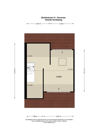 Plattegrond - Bartókstraat 14, 6904 EP Zevenaar - 131261_TV.jpg