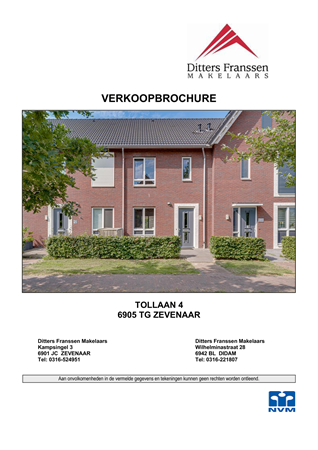 Brochure - Brochure Tollaan 4 te Zevenaar.pdf - Tollaan 4, 6905 TG Zevenaar