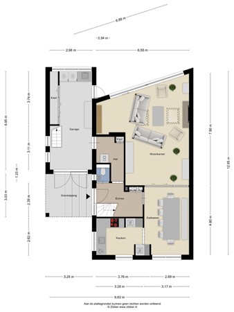 Floorplan - Provincialeweg Noord 13B, 4286 EA Almkerk