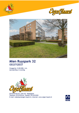 Brochure -  - Mien Ruyspark 32, 2343 MZ Oegstgeest