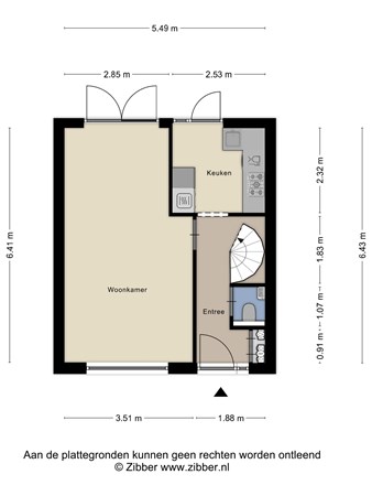 Gildemeestersstraat 5, 2871 GL Schoonhoven - 447822_2D_Begane_grond_Gildemeestersstraat_5_Schoonhoven_01.jpg