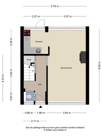 Floorplan - Meindert Hobbemastraat 14, 2902 GM Capelle aan den IJssel