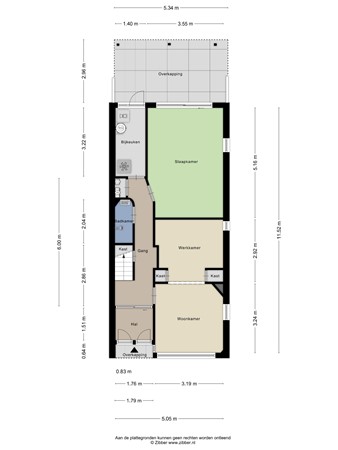 Floorplan - Zwaluwstraat 34, 3082 MP Rotterdam