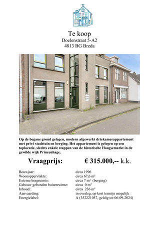 Brochure -  - Doelenstraat 5A2, 4813 BG Breda