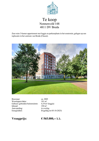 Brochure -  - Nonnenveld 148, 4811 DV Breda