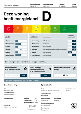 Brochure preview - Energie label. Zocherstraat 73 3e etage. 1054LV Amsterdam.pdf